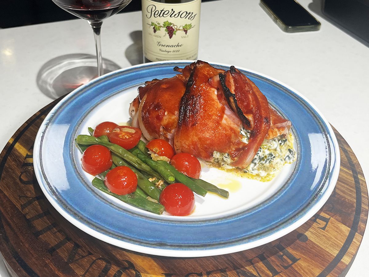 Bacon-Wrapped Goat Cheese Chicken Roulade