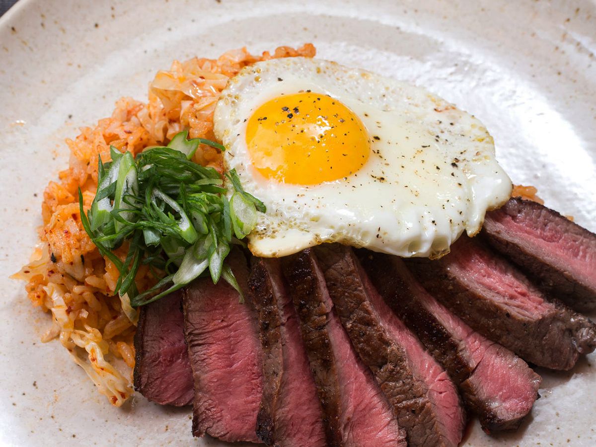 Korean Blackened Steak with Kimchi Fried Rice